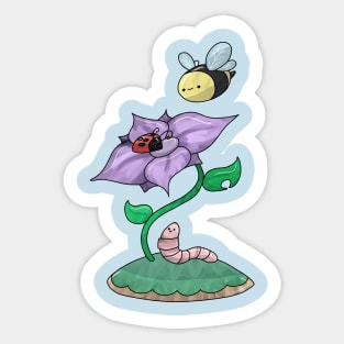 Garden Flower and Cute Critters Sticker